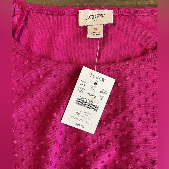 J. Crew Swiss Dot Magenta Puff Sleeve Dress Women’s Size Small NWT - Picture 4 of 5